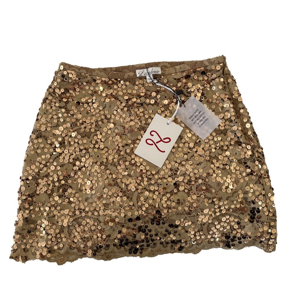 L'Academie by Marianna Savoie Gold Mini Skirt | Size: S - Picture 6 of 8